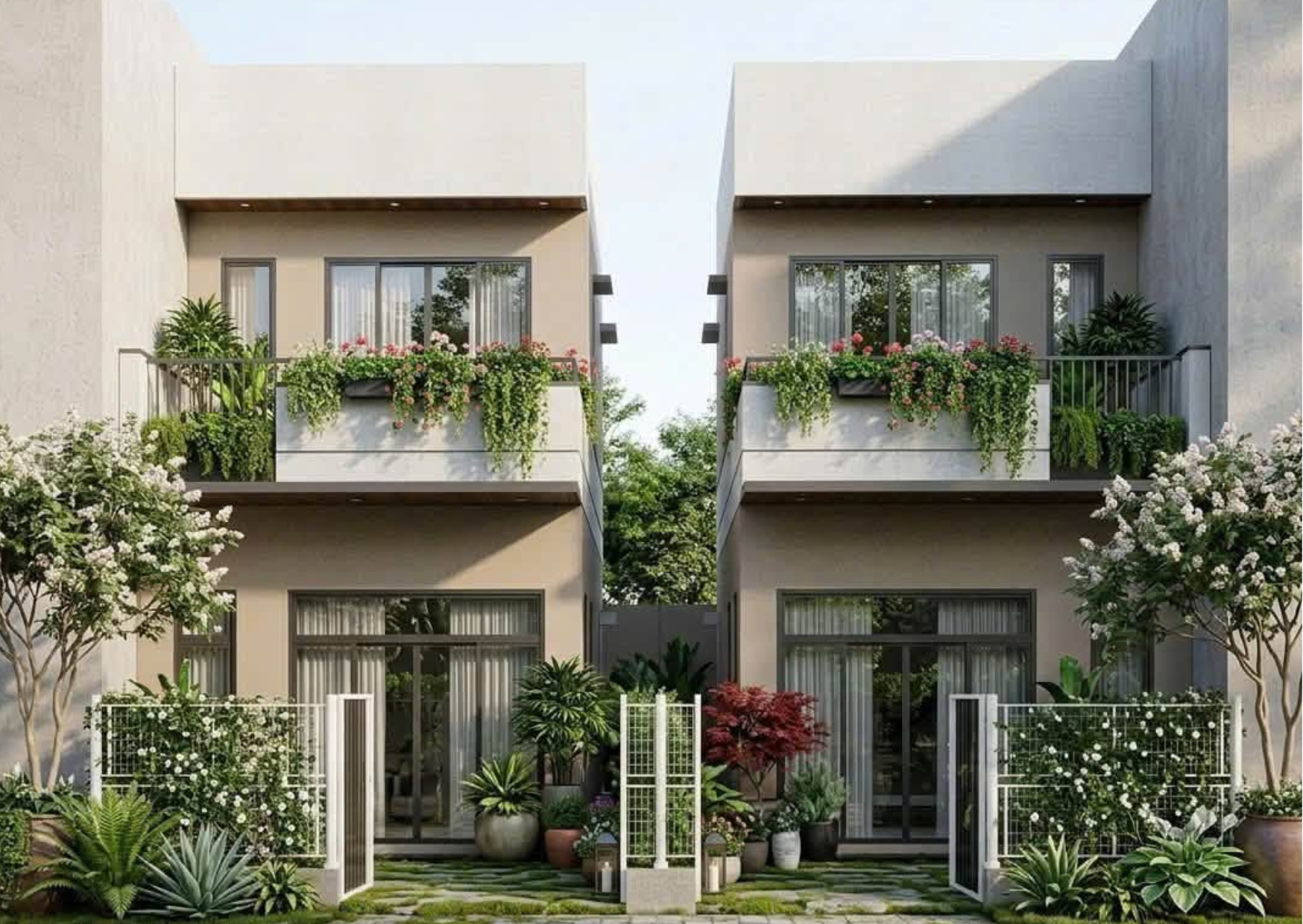 CHO THUÊ CẶP NHÀ SÂN VƯỜN 2 TẦNG MỚI 100% KHU NAM VIỆT Á, NGŨ HÀNH SƠN